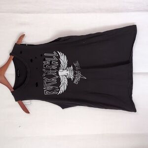 Zutter Black Sleeveless Holey Distressed Rock N Roll Tank Size Medium